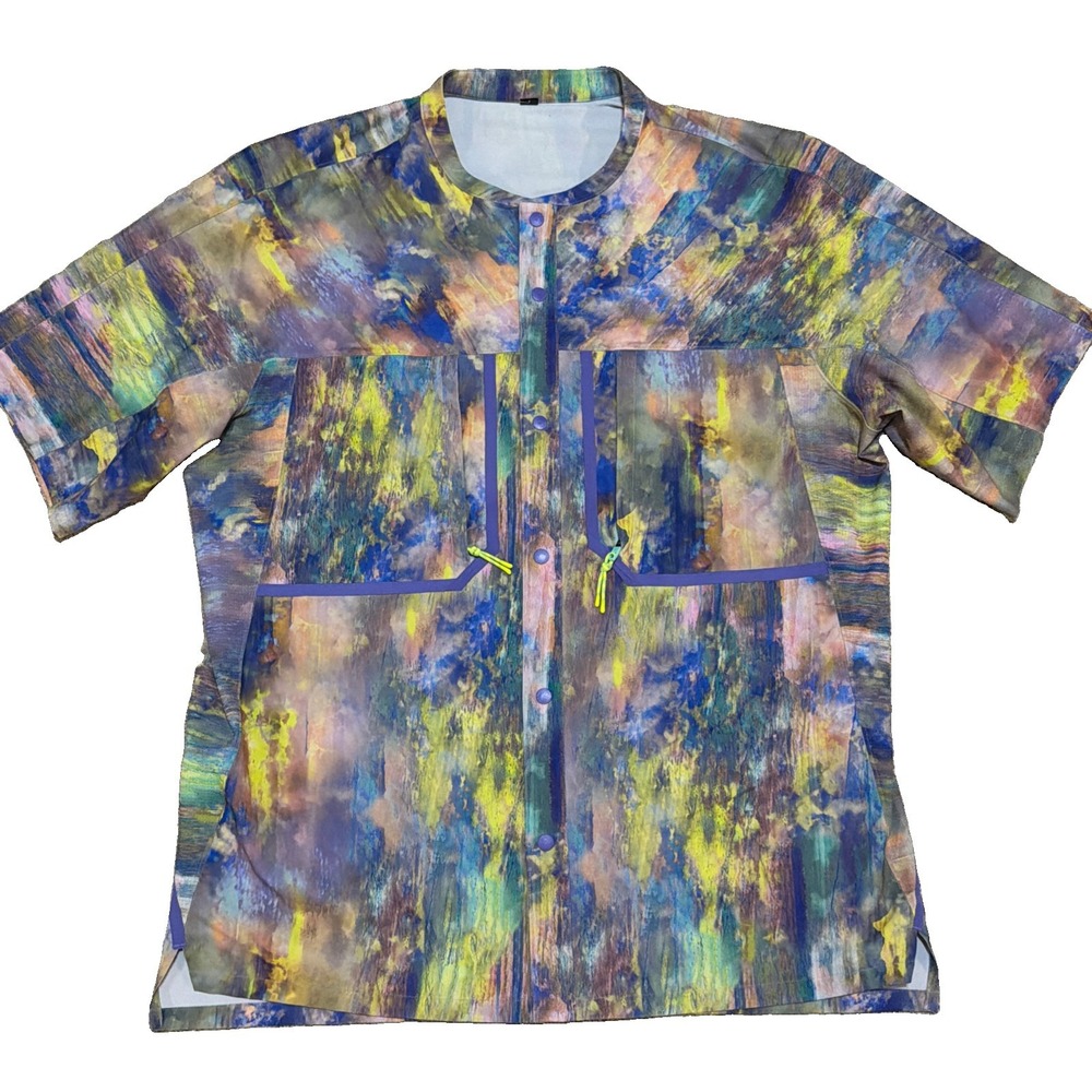Lululemon Water Repellent Hiking Short Sleeve Colorful Shirt Men's XL Tie Dye - Picture 1 of 8